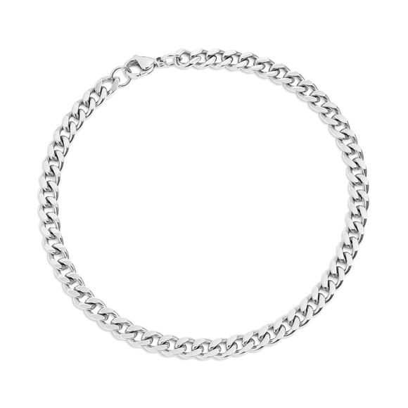 Stainless Steel Diamond Cut Curb Chain Bracelet or Anklet - Picture 1 of 12